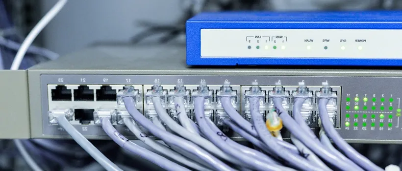 SNMP versions and vulnerabilities - network switch with cables